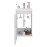 Syracuce Wall-Mounted Bathroom Vanity and Cabinet with Resin Sink, Compact Bathroom Storage Cabinet with One Door and 2 Interior Shelves