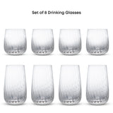 Flow Drinking Glasses, Set of 8, 13 oz and 19oz