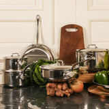 Mauviel M'COOK 5-Ply Stockpot With Lid, Cast Stainless Steel Handles, 9.7-Qt