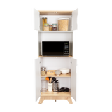 Tuhome Pamplona Microwave Tall Cabinet with Spacious Counter Surface, Multiple Storage Shelves, Upper and Lower Double Door Cabinets, Integrated Cable Management and Large Vertical Design for Modern Kitchens