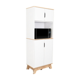 Tuhome Pamplona Microwave Tall Cabinet with Spacious Counter Surface, Multiple Storage Shelves, Upper and Lower Double Door Cabinets, Integrated Cable Management and Large Vertical Design for Modern Kitchens