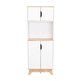 Tuhome Pamplona Microwave Tall Cabinet with Spacious Counter Surface, Multiple Storage Shelves, Upper and Lower Double Door Cabinets, Integrated Cable Management and Large Vertical Design for Modern Kitchens
