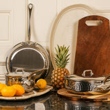 Mauviel M'ELITE Hammered 5-Ply Stewpan With Curved Lid, Cast Stainless Steel Handles