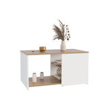 TUHOME Adele 31" Wide Modern Coffee Table with Three Spacious Shelves, Contemporary Living Room Center Table with Open Storage, Metal Legs, Compact Design for Books, Décor, Magazines and Everyday Home Organization