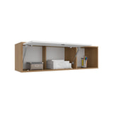 Sahara 47" Wide One-Door Wall Cabinet with Three Shelves and Pull-Up Door, Modern Storage Solution for Home Office, Living Room, Kitchen, and Garage, Stylish and Space-Saving Wall-Mounted Cabinet with White and Natural Oak Finish