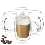 JoyJolt Aroma Double Wall Glass Coffee Mugs - Set of 4