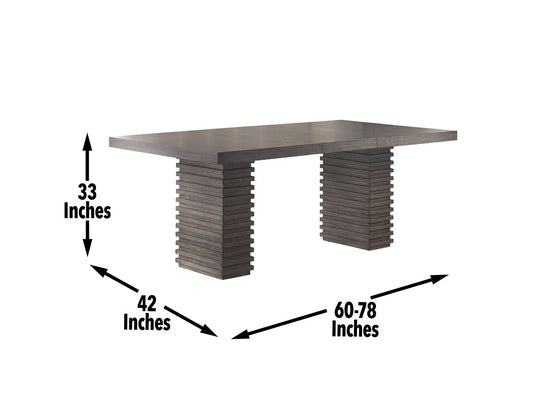Mila 60-78 Inch Dining Table w/18" Leaf