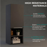 Mila Bathroom Cabinet with Single-Door Compartment, Two Interior Shelves, Dual External Open Shelves and Space-Saving Wall Design for Organized Storage, Daily Essentials Access and Modern Bathroom Convenience