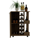 Tuhome Bar Cart with Two External Shelves, Four Casters, Six Built-In Wine Rack, Single Door Cabinet, Modern Design for Home Bar or Living Room
