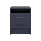 TUHOME Eter Nightstand with Superior Top Shelf, Open Storage Compartment and Two Drawers, Minimalist Modern Bedside Table for Bedrooms or Living Spaces, Functional Organizer for Books, Gadgets and Everyday Nighttime Essentials