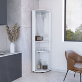 Tuhome Chicago 75" Corner Bar Cabinet with Mirrored Back, Double Glass Doors, Stemware Rack, Two Open Liquor Shelves, Space-Saving Modern Home Bar for Living Rooms, Entertainment Areas and Stylish Beverage Storage