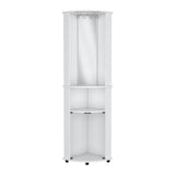 Tuhome Chicago 75" Corner Bar Cabinet with Mirrored Back, Double Glass Doors, Stemware Rack, Two Open Liquor Shelves, Space-Saving Modern Home Bar for Living Rooms, Entertainment Areas and Stylish Beverage Storage