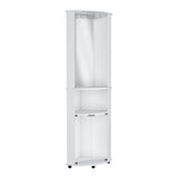 Tuhome Chicago 75" Corner Bar Cabinet with Mirrored Back, Double Glass Doors, Stemware Rack, Two Open Liquor Shelves, Space-Saving Modern Home Bar for Living Rooms, Entertainment Areas and Stylish Beverage Storage