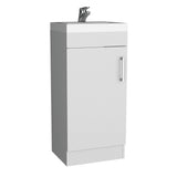 TUHOME Madrid 16" Bathroom Vanity with Single Door Storage, Resin Sink, Compact Base Cabinet, Modern Space-Saving Vanity for Small Bathrooms and Efficient Organization