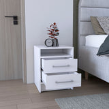 TUHOME Greter Nightstand with Two Spacious Drawers, Open Storage Shelf, Floating Modern Design, Functional Bedside Organization, Enhanced Surface Space for Daily Essentials, Ideal for Streamlined and Contemporary Bedroom Living