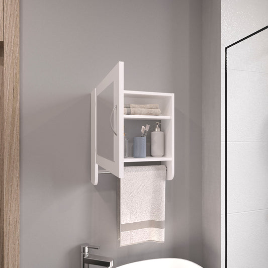 TUHOME Botiq 19.7-Inch Mirror Medicine Cabinet with One Door, Two Interior Shelves and Integrated Towel Rack, Wall-Mounted Storage Organizer for Bathroom or Kitchen Essentials, Space-Saving Modern Cabinet Design