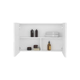 TUHOME Bouti 19.7-Inch High by 31.5-Inch Wide Double-Door Mirror Medicine Cabinet with Three Interior Shelves, Wall-Mounted Storage Organizer for Bathroom or Kitchen Essentials, Modern Space-Saving Cabinet Design