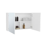 TUHOME Bouti 19.7-Inch High by 31.5-Inch Wide Double-Door Mirror Medicine Cabinet with Three Interior Shelves, Wall-Mounted Storage Organizer for Bathroom or Kitchen Essentials, Modern Space-Saving Cabinet Design