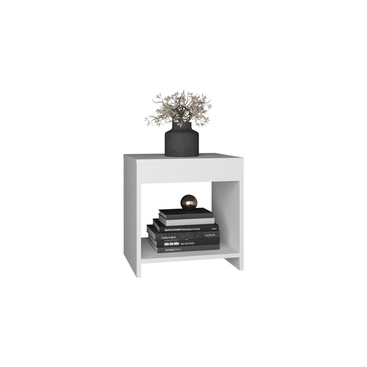 TUHOME Chroma Minimalistic Nightstand with Compact 16.5-Inch Height and Open Storage Shelf, Space-Saving Bedside Table for Bedrooms, Guest Rooms or Small Living Areas, Functional Accent Unit for Everyday Essentials and Organization