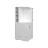 TUHOME Jakes 42" Tall Corner Bar Cabinet with Eight Wine Bottle Cubbies, Double-Door Storage Cabinet, Space-Saving Liquor Organizer for Living Room or Dining Room, Modern Home Bar Furniture with Functional Shelves and Elegant Design