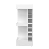 TUHOME Lyman 46" Tall Corner Bar Cabinet with Fourteen Wine Bottle Cubbies and Three-Tier Storage, Space-Saving Liquor Cabinet for Living Room or Dining Room, Modern Home Bar Organizer with Open Shelves and Contemporary Design