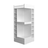 TUHOME Lyman 46" Tall Corner Bar Cabinet with Fourteen Wine Bottle Cubbies and Three-Tier Storage, Space-Saving Liquor Cabinet for Living Room or Dining Room, Modern Home Bar Organizer with Open Shelves and Contemporary Design