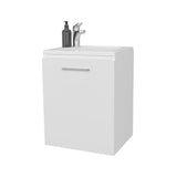 Saju 15.7" Floating Vanity with Resin Sink, One-Door Cabinet, and Open Shelf for Modern Bathroom Storage, Space-Saving Design for Small Bathrooms, Powder Rooms, and Tight Spaces, Ideal for Contemporary Interiors