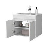 Chaux Floating Vanity, Wall-Mounted Bathroom Unit with Double Soft-Close Doors, Durable Resin Sink, Two Open Shelves for Smart Storage, Modern Bathroom Storage Solution for Small Spaces and Compact Bathrooms