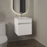 Primavera 18" Wide Floating Bathroom Vanity with One Cabinet and Two Open Shelves, Compact Wall-Mounted Modern Vanity for Small Bathrooms, Storage Organizer for Towels, Toiletries, and Essentials
