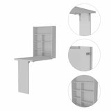 Tuhome Vatta Wall Foldable Counter Table with Multiple Shelves, Extending Surface, Space-Saving Design for Kitchen, Dining Room, or Home Office