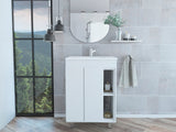 TUHOME Meka 24 Inch Bathroom Vanity with Double Door Cabinet, Tiered Interior Shelves, Open Cubbies and Integrated Sink Offering Modern Storage, Practical Organization and Durable Engineered Wood Construction for Home Bathrooms
