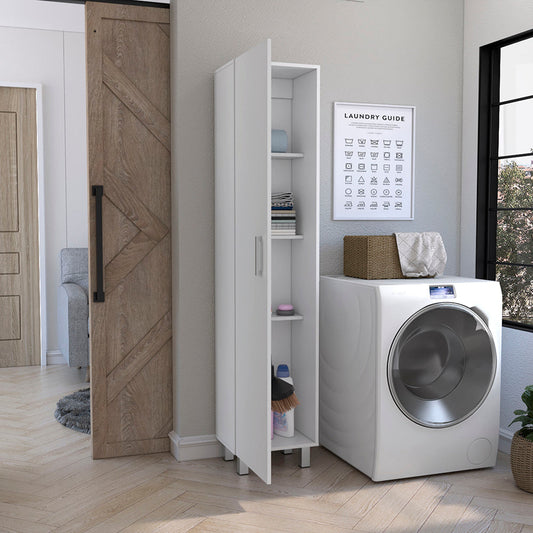 Vintro Freestanding Storage Cabinet with Internal Storage Shelves, Tall Single Door, Four Interior Shelves, Metal Handle and Legs
