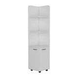 Tuhome Malibu 62" Tall Double Door Corner Linen Cabinet with Four Spacious Shelves, Freestanding Vertical Storage Tower for Towels Toiletries and Bathroom Essentials, Modern Space-Saving Organizer Unit