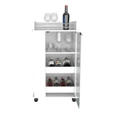 Baltimore Bar Cart with Glass Door Cabinet, Two Side Display Shelves, Spacious Serving Top and Smooth-Rolling Casters for Mobile Home Entertaining, Organized Bottle Storage and Stylish Cocktail Preparation