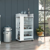 Baltimore Bar Cart with Glass Door Cabinet, Two Side Display Shelves, Spacious Serving Top and Smooth-Rolling Casters for Mobile Home Entertaining, Organized Bottle Storage and Stylish Cocktail Preparation
