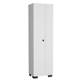 TUHOME Lake Broom Cabinet with Slim Design, Inner Adjustable Shelves, Side Broom Hangers and Lower Storage Niche Offering Compact Home Organization, Cleaning Tool Management and Durable Engineered Wood Construction