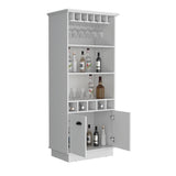 Dundee 70-Inch High Bar Cabinet with 10 Glass Slots, 5 Bottle Cubbies, 3 Open Shelves and Lower Storage Cabinet for Home Bar, Living Room or Dining Room Organization and Beverage Display