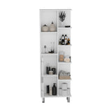 TUHOME Crovie Linen 63-Inch Bathroom Cabinet with Seven Open Shelves, Tall Space-Saving Linen Storage Unit for Towels, Toiletries and Essentials, Modern Vertical Organizer for Compact and Stylish Bathroom Environments