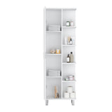 TUHOME Crovie Linen Bathroom Cabinet with Four Open Shelves, Tall Space-Saving Vertical Storage Unit for Towels, Toiletries and Essentials, Modern 63-Inch High Organizer Designed for Fresh, Functional Bathroom Decor