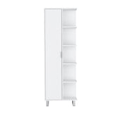 TUHOME Crovie Linen Bathroom Cabinet with Four Open Shelves, Tall Space-Saving Vertical Storage Unit for Towels, Toiletries and Essentials, Modern 63-Inch High Organizer Designed for Fresh, Functional Bathroom Decor