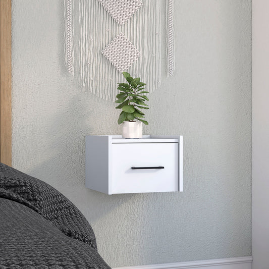 TUHOME Boa Floating Nightstand with Wall-Mounted Design, Spacious Storage Drawer, Upper Display Surface and Sleek Contemporary Profile Offering Modern Bedroom Organization and Durable Engineered Wood Construction