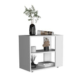 Gardin 19.7" High Side Table with Two Storage Shelves, Modern End Table and Sofa Table for Living Room or Outdoor Use, Compact Accent Table with Open Shelving and Decorative Display Space