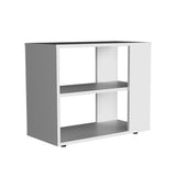 Gardin 19.7" High Side Table with Two Storage Shelves, Modern End Table and Sofa Table for Living Room or Outdoor Use, Compact Accent Table with Open Shelving and Decorative Display Space