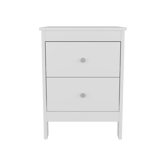 Newcastle Nightstand with Two Drawers and Open Shelf, Modern Bedside Table for Bedroom Essentials, Spacious Storage for Books, Electronics, and Personal Items, Minimalist Design with Functional Storage