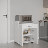 Glover Kitchen Cart with Casters, Open Shelves, Drawer, and Cabinet Storage, Mobile Kitchen Island for Enhanced Functionality, Convenient and Versatile Storage Solution for Cooking and Organization