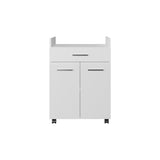 Glover Kitchen Cart with Casters, Open Shelves, Drawer, and Cabinet Storage, Mobile Kitchen Island for Enhanced Functionality, Convenient and Versatile Storage Solution for Cooking and Organization