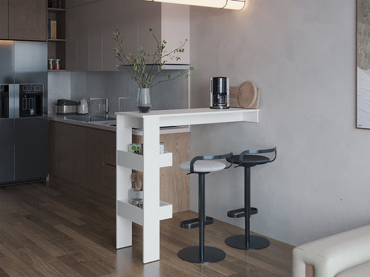 TUHOME Aurora Kitchen Counter Table with Modern Minimalist Design, Integrated Storage Shelf for Bar Essentials and Everyday Use, Space-Saving Dining or Breakfast Table Ideal for Kitchens, Home Bars, Studios and Contemporary Dining Rooms