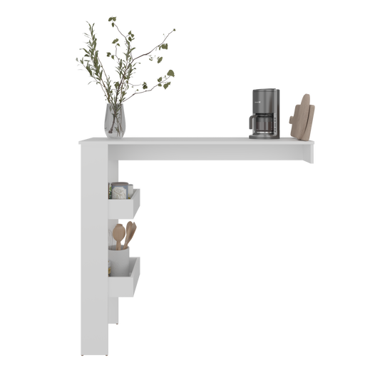 TUHOME Aurora Kitchen Counter Table with Modern Minimalist Design, Integrated Storage Shelf for Bar Essentials and Everyday Use, Space-Saving Dining or Breakfast Table Ideal for Kitchens, Home Bars, Studios and Contemporary Dining Rooms