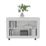 Joge 37.4" Wide Console Table Cart with Six Multi-Size Shelves, Mobile Entryway Table on Casters, Modern Side Table for Living Room, Hallway Storage and Display, Rolling Accent Furniture