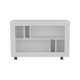 Joge 37.4" Wide Console Table Cart with Six Multi-Size Shelves, Mobile Entryway Table on Casters, Modern Side Table for Living Room, Hallway Storage and Display, Rolling Accent Furniture